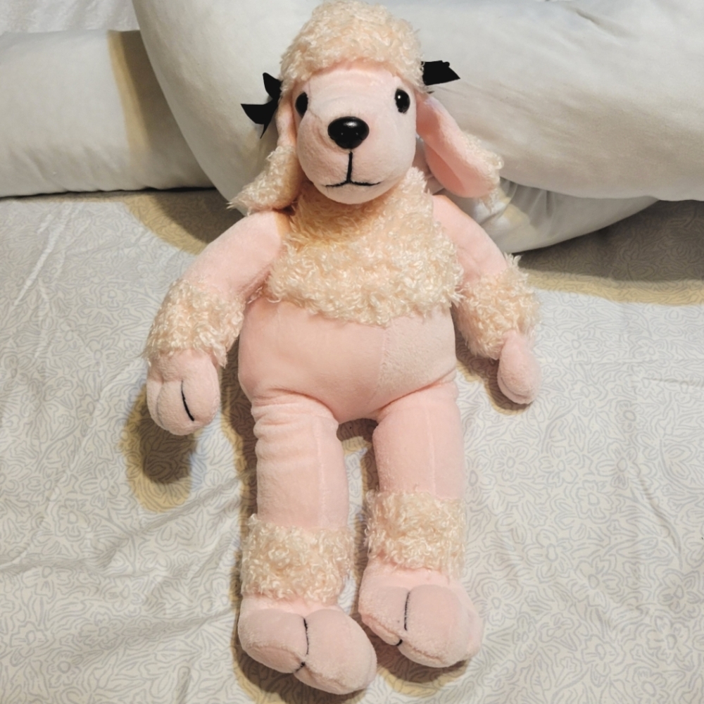 Pink Poodle Plush 15 Inches Tall Adorable  Pink French Poodle Stuffed Dog